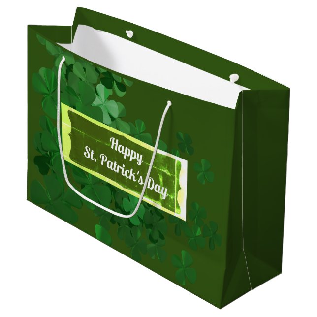 Happy St. Patrick's Day,personalised Large Gift Bag (Front Angled)