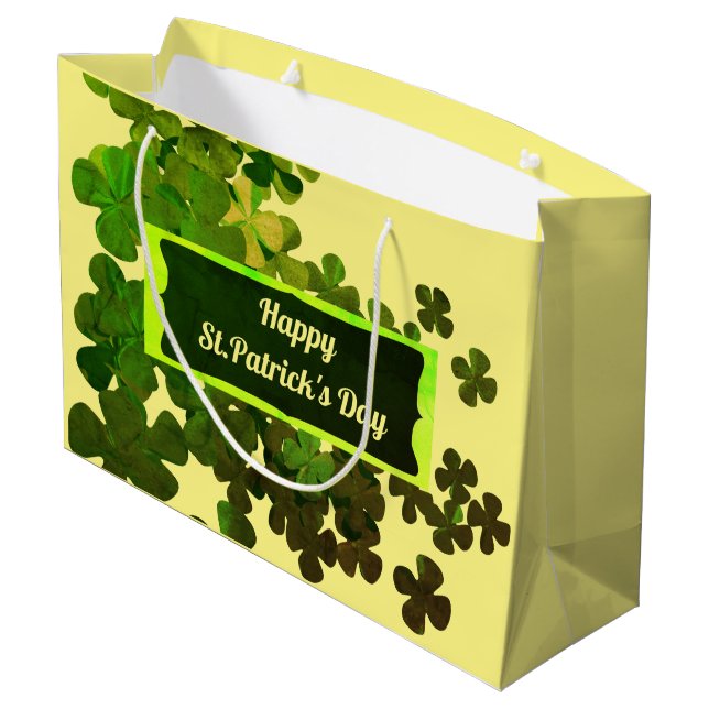 Happy St.Patrick's Day,personalised Large Gift Bag (Back Angled)