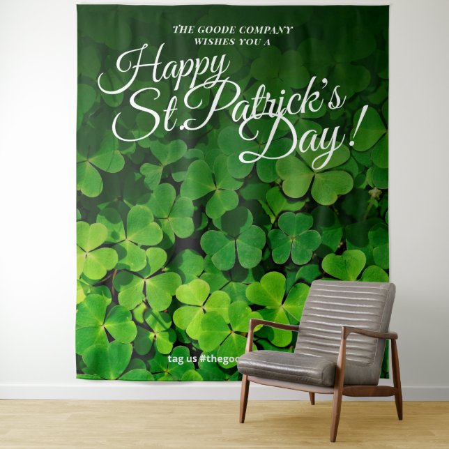 Happy St. Patrick's Day | Photo Selfie Backdrop Tapestry (In Situ)