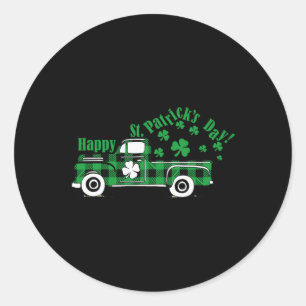 Happy St Patricks Day Pick Up Truck Classic Round Sticker