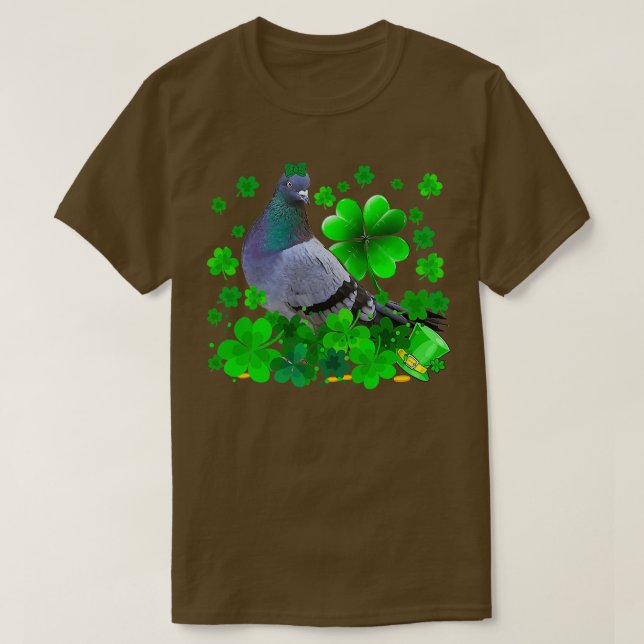 Happy St Patricks Day Pigeon Bird With 2 T-Shirt (Design Front)