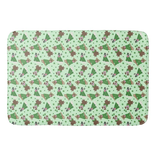 Happy St Patricks Day Pit Bull Dogs Bath Mat (Front)