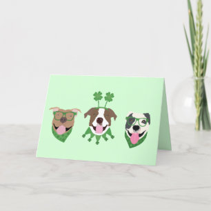 Happy St Patricks Day Pit Bull Dogs Holiday Card