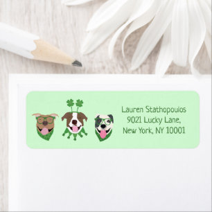 Happy St Patricks Day Pit Bull Dogs Return Address Label