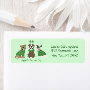 Happy St Patricks Day Pit Bull Dogs Return Address Label