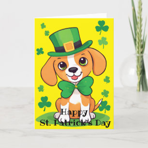Happy St. Patrick's Day Playful Puppy Holiday Card