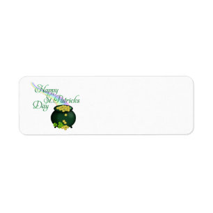 Happy St. Patrick's Day Pot of Gold and Rainbow Return Address Label