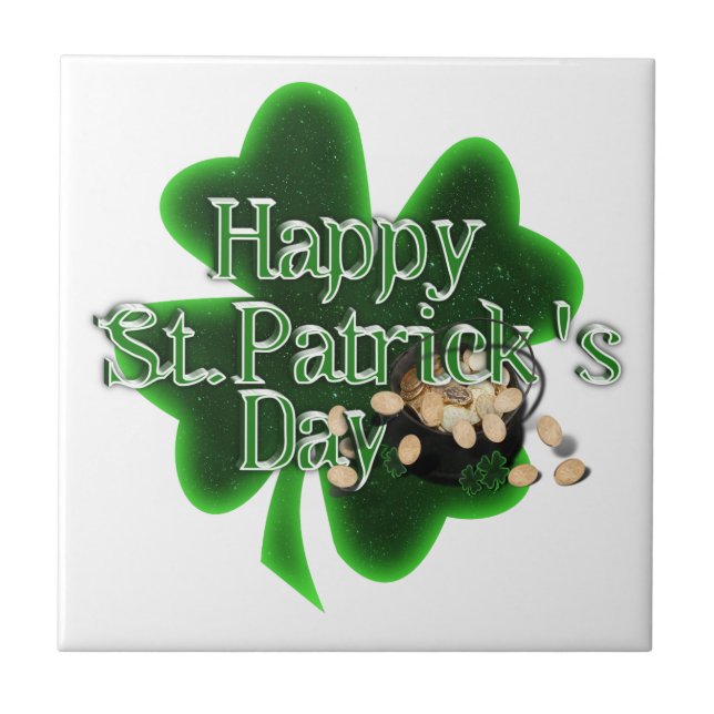 Happy St Patrick's Day - Pot Of Gold Ceramic Tile (Front)