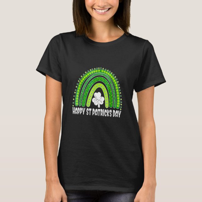Happy St Patrick's Day Rainbow Irish Shamrock Lepr T-Shirt (Front)