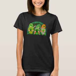 Happy St Patrick's Day Rainbow Three Gnomes Shamro T-Shirt