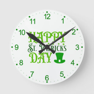 Happy St. Patrick's Day Round Clock