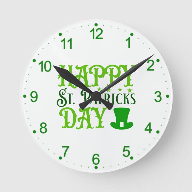 Happy St. Patrick's Day Round Clock (Front)