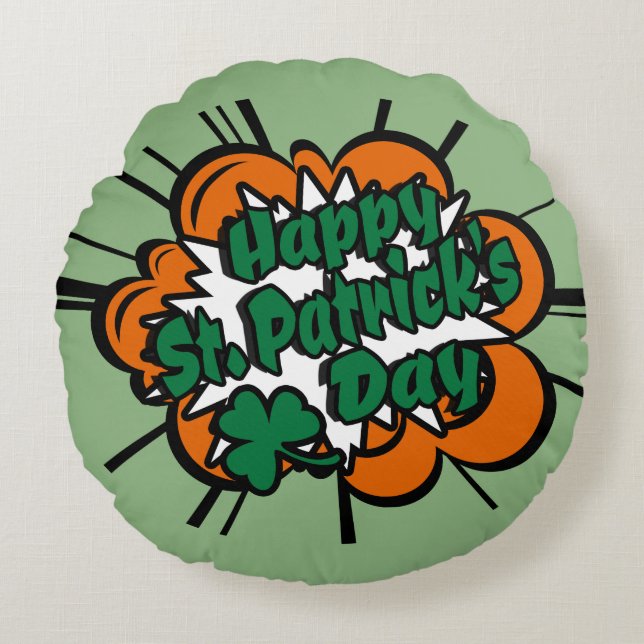 Happy St. Patrick's Day Round Cushion (Front)