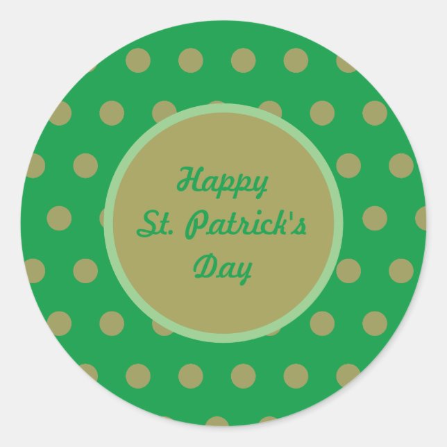 Happy St. Patrick's Day Round Stickers (Green) (Front)
