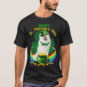 Happy St Patricks Day Samoyed Leprechaun Hat Shamr T-Shirt