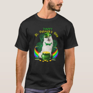 Happy St Patricks Day Samoyed Leprechaun Hat Shamr T-Shirt