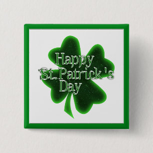 Happy St. Patricks Day Shamrock 15 Cm Square Badge