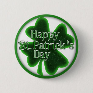 Happy St. Patricks Day Shamrock 6 Cm Round Badge
