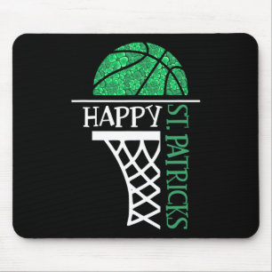Happy St Patricks Day Shamrock Bysketbyll Player N Mouse Pad