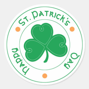"Happy St. Patrick's Day" Shamrock Classic Round Sticker