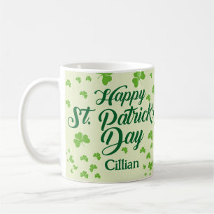 happy st patricks day shamrock coffee mug