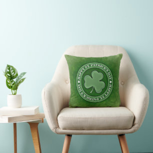 Happy St Patrick's Day Shamrock Green Vintage  Cushion