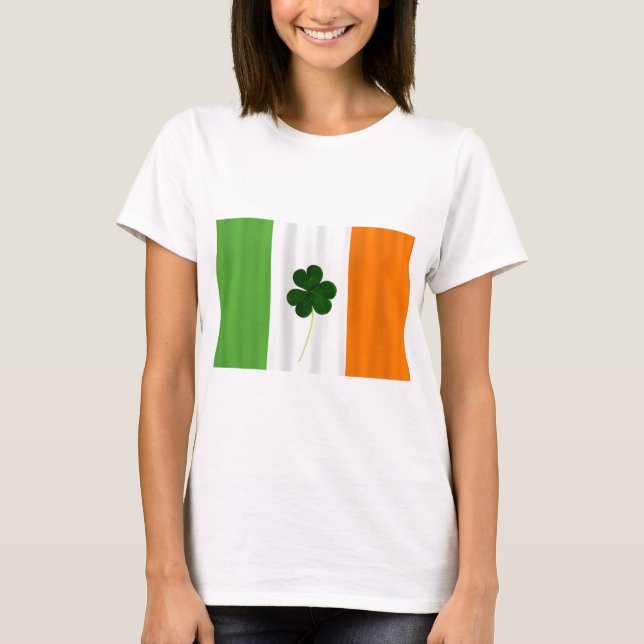 Happy St. Patrick's Day! Shamrock Irish Flag Eire T-Shirt (Front)