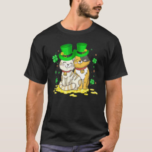 Happy St Patrick's Day Shamrock Love Cat Patricks T-Shirt