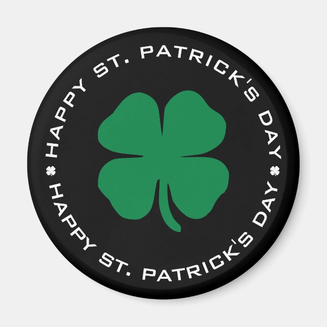 Happy St. Patrick's Day Shamrock Lucky Charm Magnet (Front)