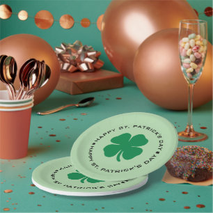 Happy St. Patrick's Day Shamrock Lucky Charm Paper Plate