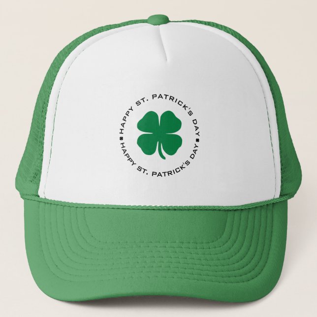 Happy St. Patrick's Day Shamrock Lucky Charm Trucker Hat (Front)