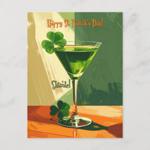 Happy St. Patrick's Day Shamrock Martini  Postcard