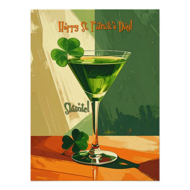 Happy St. Patrick's Day Shamrock Martini  Poster (Front)