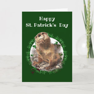 Happy St. Patrick's Day Shamrock Otter Animal fun Card