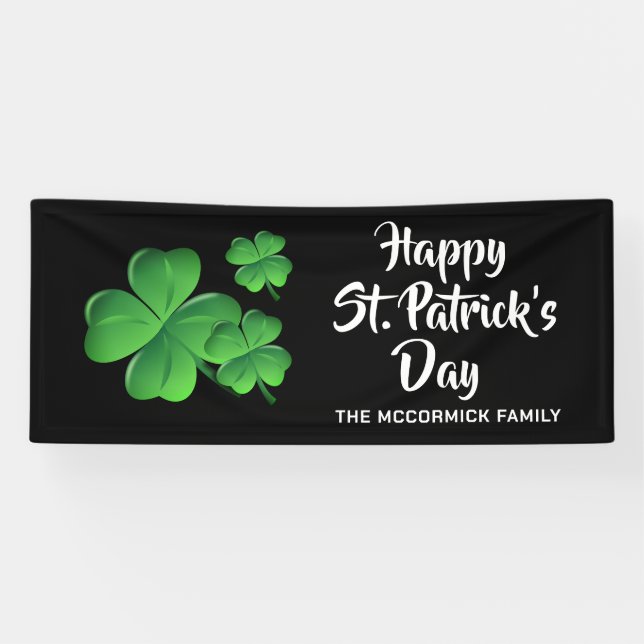 Happy St Patricks Day Shamrock Party Personalised Banner (Horizontal)