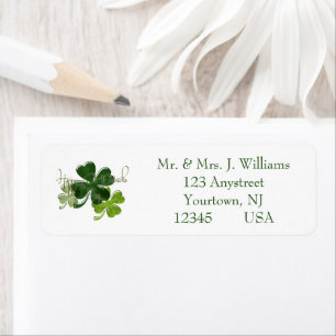 Happy St. Patrick's Day Shamrock Return Address Label