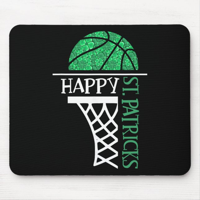 Happy St Patricks Day Shamrock Sketll Player Net _ Mouse Pad (Front)