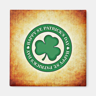 Happy St. Patrick's Day Shamrock Square Magnet