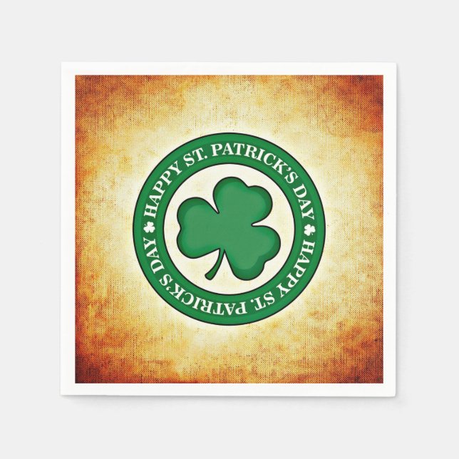 Happy St. Patrick's Day Shamrock Square Napkin (Front)