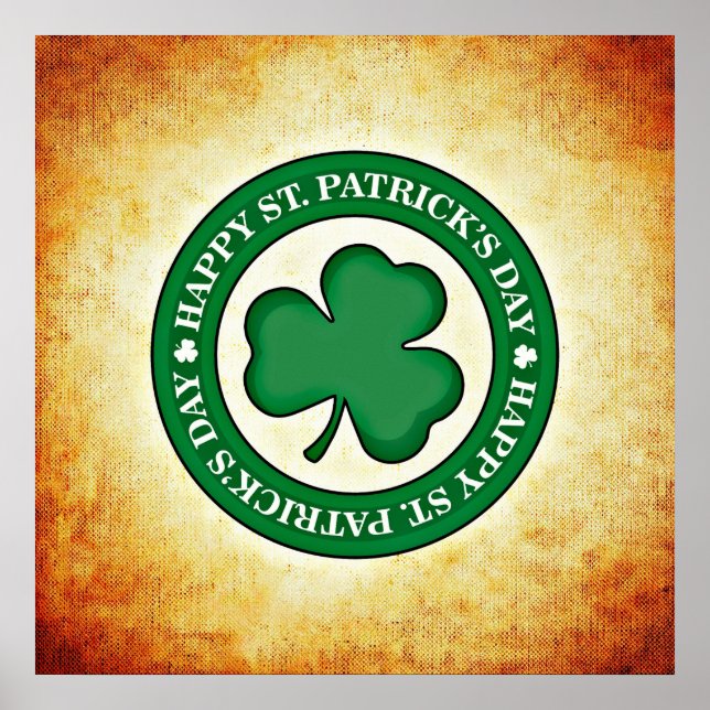 Happy St. Patrick's Day Shamrock Square Poster (Front)