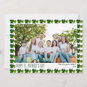 Happy St. patrick's day Shamrocks family 1 photo Holiday Card