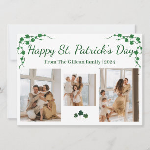 Happy St. patrick's day Shamrocks family 3 photo  Holiday Card