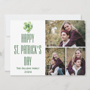 Happy St. patrick's day Shamrocks family 3 photo  Holiday Card