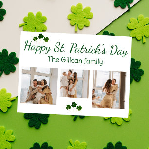 Happy St. patrick's day Shamrocks family 3 photo  Holiday Card