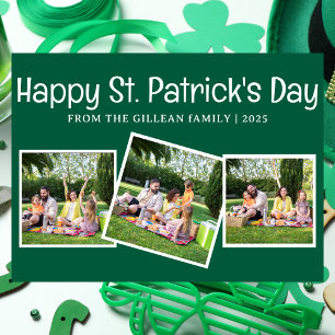 Happy St. patrick's day Shamrocks family 3 photo Holiday Card