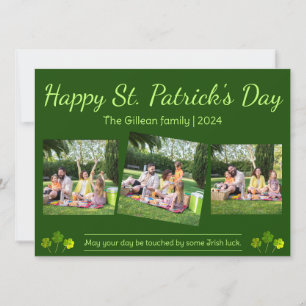 Happy St. patrick's day Shamrocks family 3 photo Holiday Card