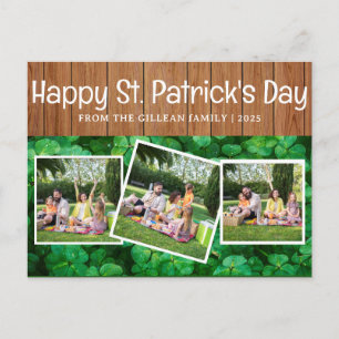 Happy St. patrick's day Shamrocks family 3 photo Holiday Postcard