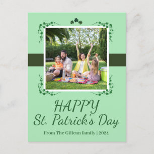 Happy St. patrick's day Shamrocks family One photo Holiday Postcard