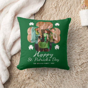 Happy St patricks day Shamrocks family photo Cushion