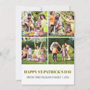 Happy St. patrick's day Shamrocks family photo Holiday Card